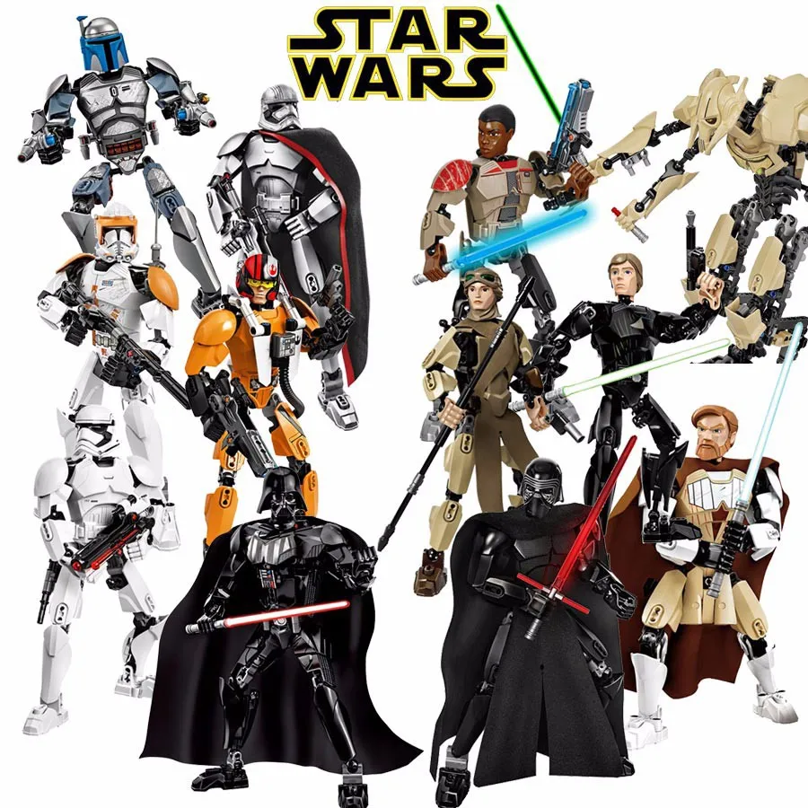

Star Wars Buildable Figure Stormtrooper Darth Vader Kylo Ren Chewbacca Boba Jango Fett General Grievou Action Figure Toy For Kid