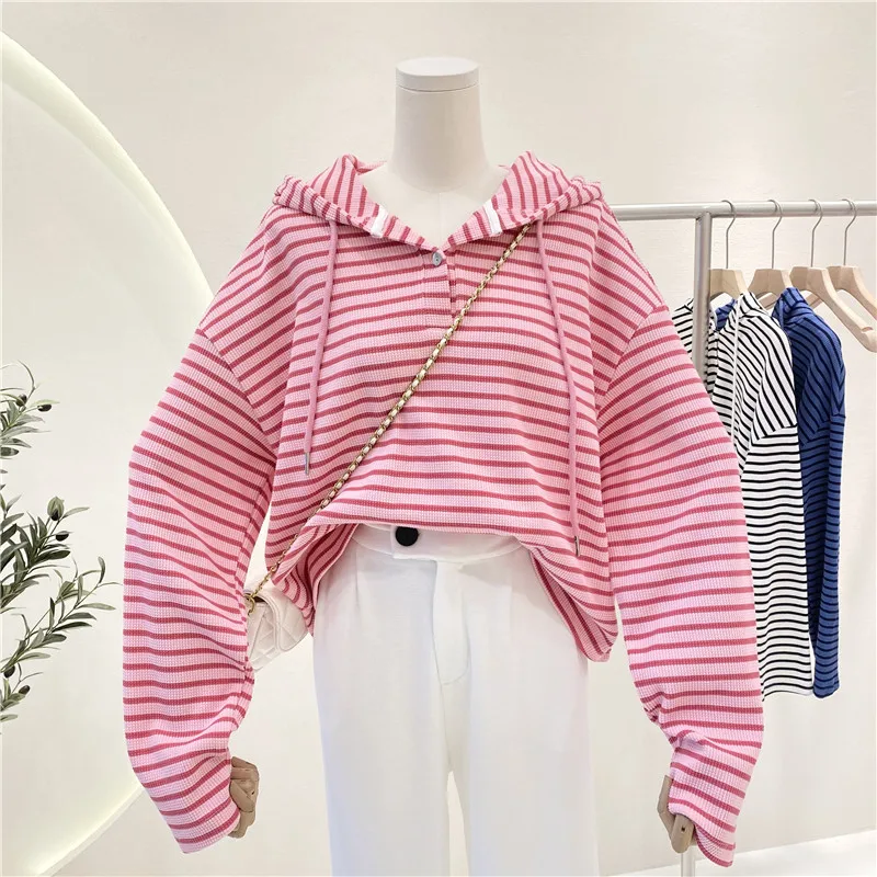 Women Striped Hoodies Autumn Hooded Sweatshirt Oversized Kawaii Clothes Pullover Tops for Teen Student
Women Striped Hoodies Autumn Hooded Sweatshirt Oversized Kawaii Clothes Pullover Tops for Teen Student