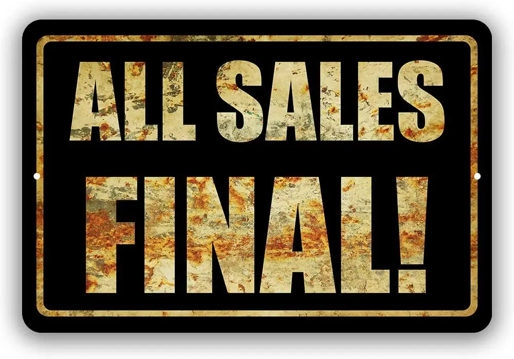 Все продажи являются окончательной металлической деловой политикой, новый жестяной знак для использования внутри и вне помещений 8 дюймов x... 
Все продажи являются окончательной металлической деловой политикой, новый жестяной знак для использования внутри и вне помещений 8 дюймов x...