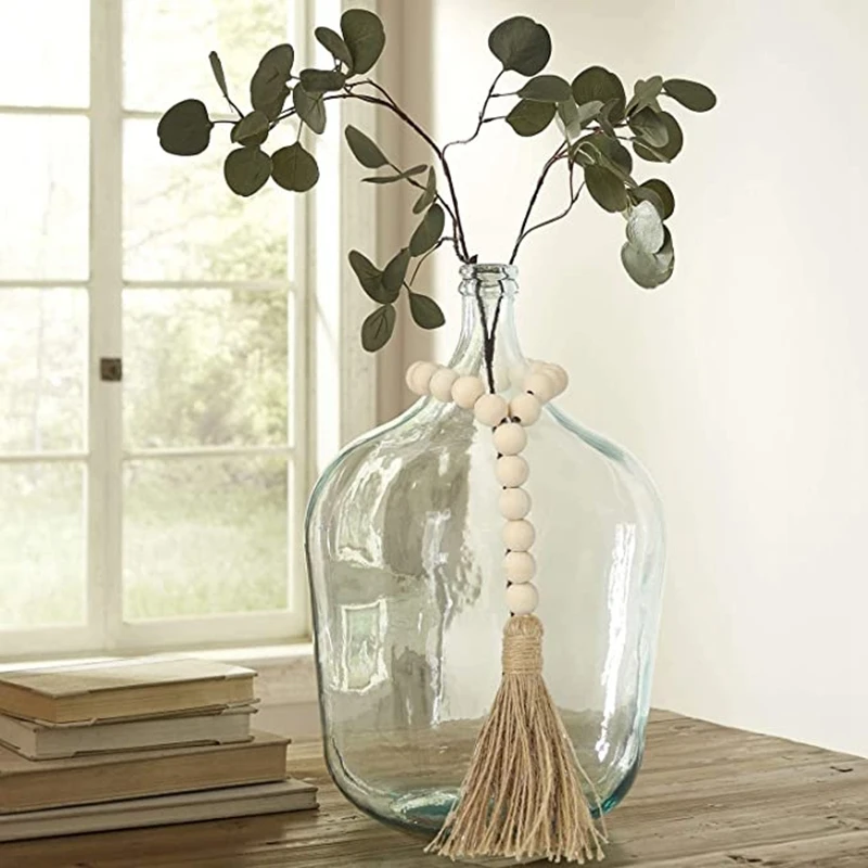5 Packs Wood Bead Garland with Tassels 3 Size Suit Farmhouse Beads Rustic Country Decor Prayer Wall Hanging | Дом и сад