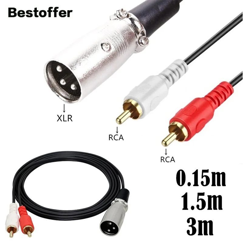 15CM 1.5M 3M Dual 2 RCA Male to XLR 3PIN Male Female Stereo Audio Speaker AMP Y Red/White Cable
15CM 1.5M 3M Dual 2 RCA Male to XLR 3PIN Male Female Stereo Audio Speaker AMP Y Red/White Cable