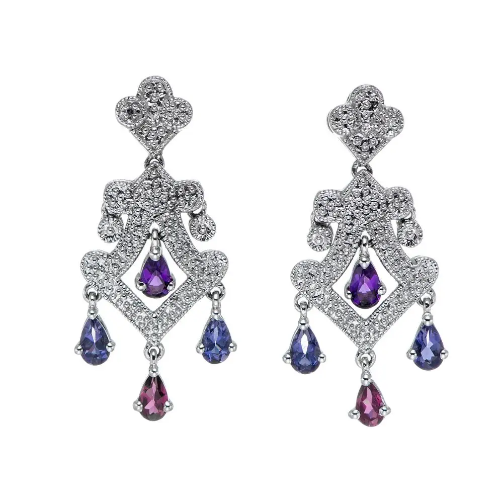Amethyst and Rhodolite and Tanzanaite 925 Sterling Silver Earring 2.19ctw
Amethyst and Rhodolite and Tanzanaite 925 Sterling Silver Earring 2.19ctw