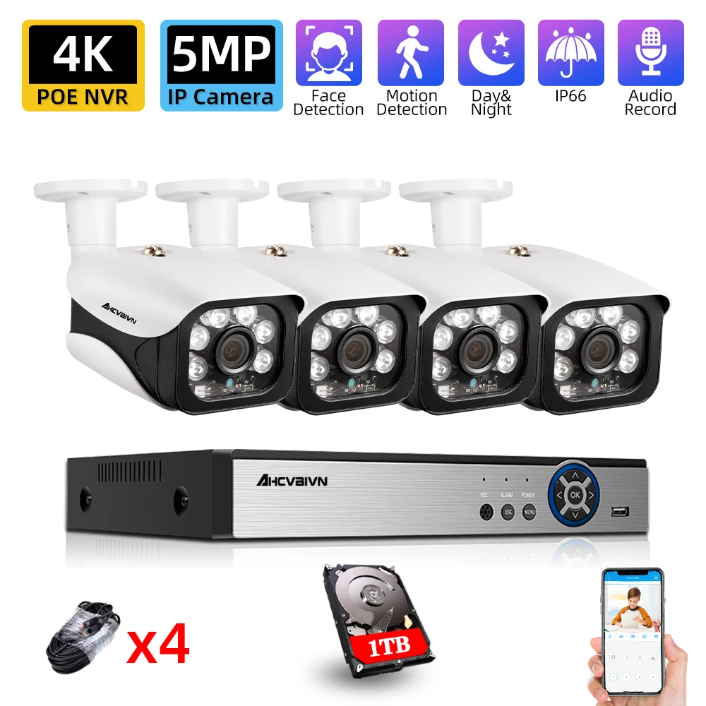 H.265 8CH 4K HD POE NVR Kit 5MP CCTV Security System Audio AI IP Camera Outdoor Day/Night Vision P2P Video Surveillance Set HDD
H.265 8CH 4K HD POE NVR Kit 5MP CCTV Security System Audio AI IP Camera Outdoor Day/Night Vision P2P Video Surveillance Set HDD