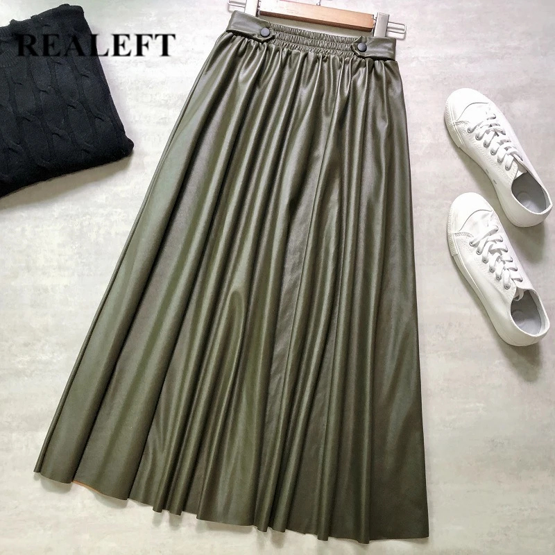 REALEFT 2021 New PU Faxu Leather Women's Mi-long Skirts Elastic High Waist Vintage Umbrella A-Line Skirts Female Autumn Winter
REALEFT 2021 New PU Faxu Leather Women's Mi-long Skirts Elastic High Waist Vintage Umbrella A-Line Skirts Female Autumn Winter