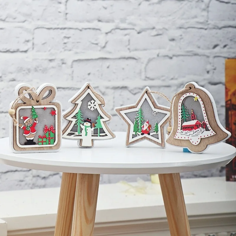 Christmas LED Luminous Wooden Five-pointed star and bells Pendants, 11cm High, Christmas Tree Ornaments, New Year HomeDecoration
Christmas LED Luminous Wooden Five-pointed star and bells Pendants, 11cm High, Christmas Tree Ornaments, New Year HomeDecoration
