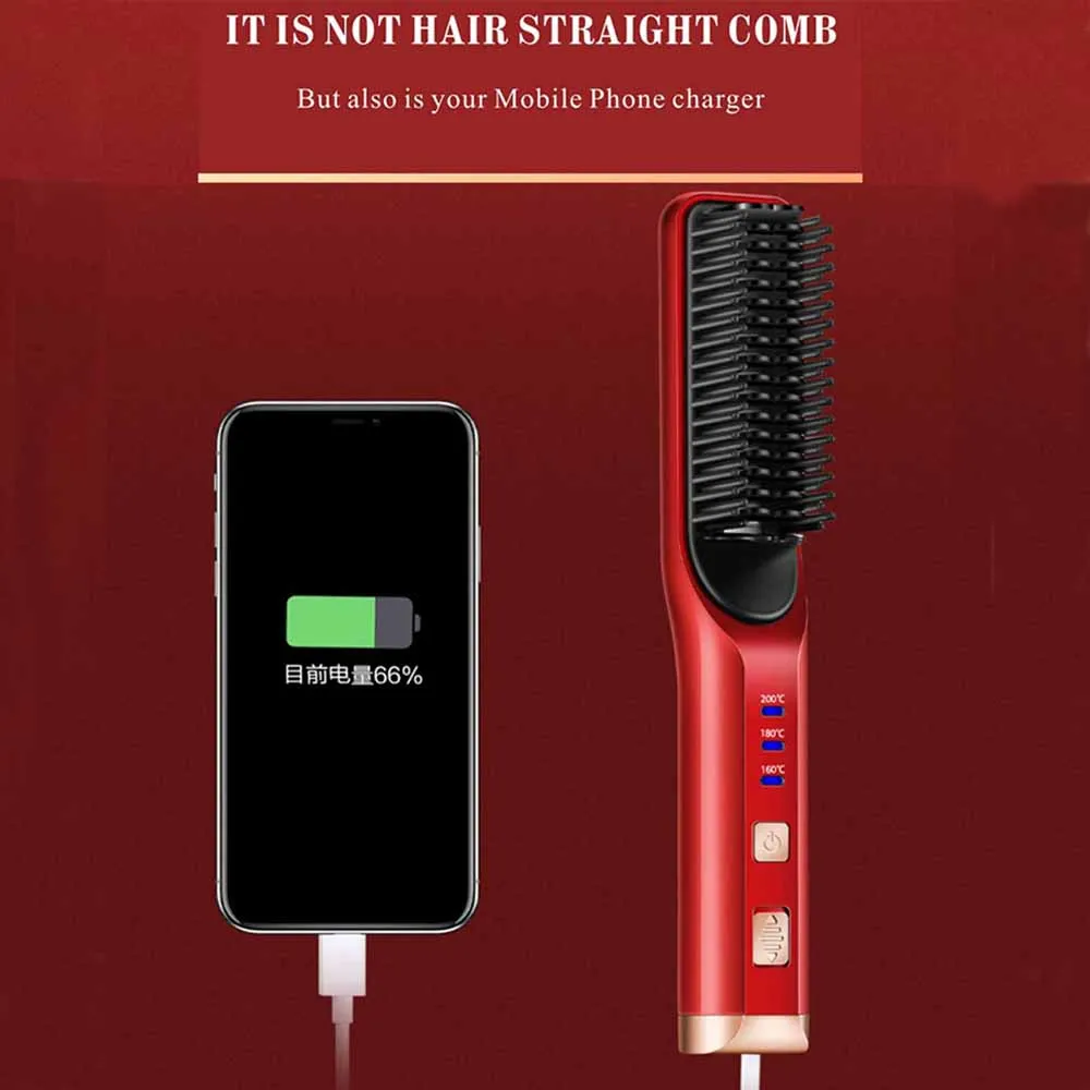 Hair Straightener Brush Cordless USB Charging Beard Straightener Hair Styler Tools Hot Comb Hair Iron Heat Brush Hot Air Brush
Hair Straightener Brush Cordless USB Charging Beard Straightener Hair Styler Tools Hot Comb Hair Iron Heat Brush Hot Air Brush