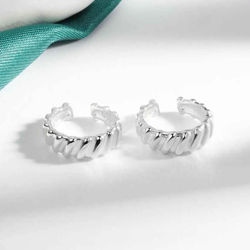 

KOFSAC Women's Personality Geometric Clip Earrings 925 Sterling Silver Jewelry Trendy No Pierced Ears Earring Lady Accessories