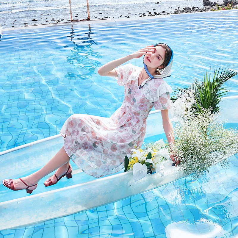 SHZQ Floral Chiffon Dress Women 2021 Summer New Sweet Lady Skirt High Waist Printed Baby Collar Skirt
SHZQ Floral Chiffon Dress Women 2021 Summer New Sweet Lady Skirt High Waist Printed Baby Collar Skirt