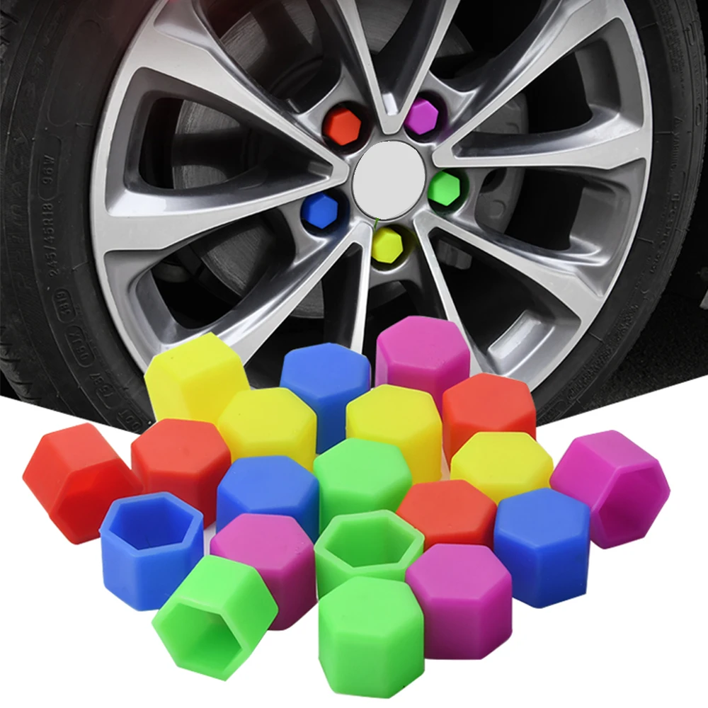 

20Pcs 17mm 19mm 21mm Silicone Car Wheel Nut Caps Bolts Covers Auto Wheel Hub Protectors Screw Cap Anti Rust Cover Accessories