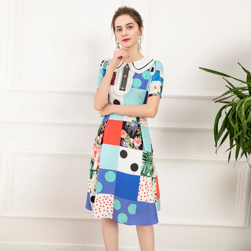 Summer New Short Sleeve Women's Lapel Pleated Button Decoration Holiday Fashion Party Vintage Chic Patchwork Print Dress
Summer New Short Sleeve Women's Lapel Pleated Button Decoration Holiday Fashion Party Vintage Chic Patchwork Print Dress