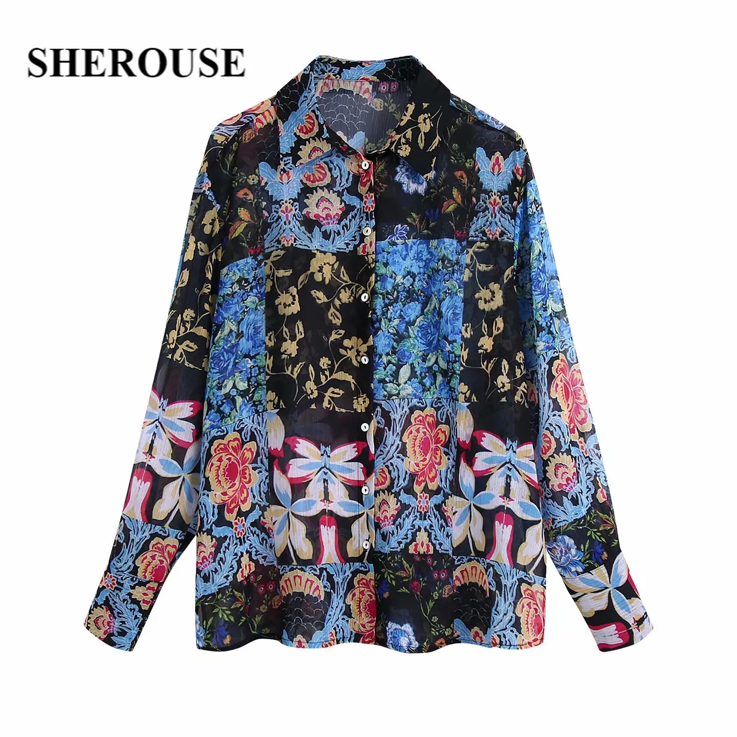 SHEROUSE Fashion Women Contrast Printed Shirt Vintage Single Breasted Long Sleeve Lapel Collar Woman Shirts Chic Tops Blouse
SHEROUSE Fashion Women Contrast Printed Shirt Vintage Single Breasted Long Sleeve Lapel Collar Woman Shirts Chic Tops Blouse