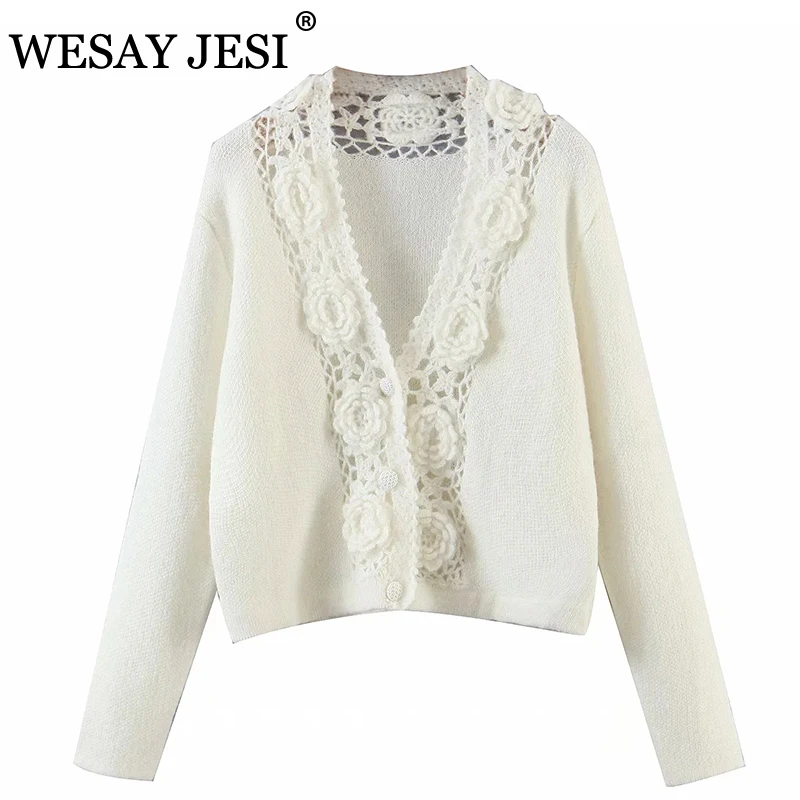 WESAY JESI Women's Cardigan Long Sleeves Cashmere Flowers Elegant Knitted Short Coat Crochet Lace Hollow Out Sweater Cardigans
WESAY JESI Women's Cardigan Long Sleeves Cashmere Flowers Elegant Knitted Short Coat Crochet Lace Hollow Out Sweater Cardigans