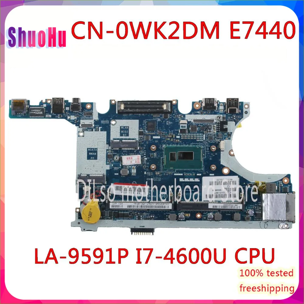 Материнская плата для ноутбука Dell Latitude E7440 LA-9591P I7-4600U CN-0WK2DM 0WK2DM DDR3 Intel | Компьютеры и