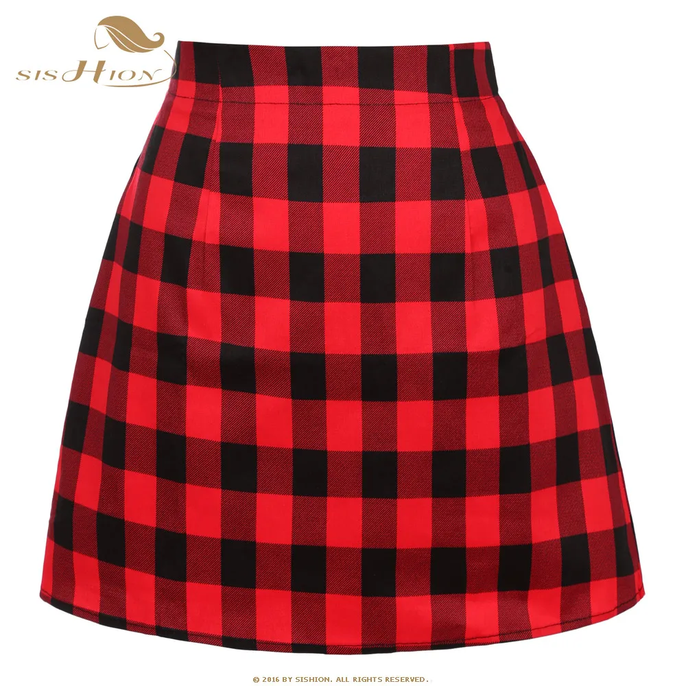 SISHION Women Mini High Waist Skirt SS0008 Red Plaid Skirt Cotton Vintage Summer Short Skirts vetement femme
SISHION Women Mini High Waist Skirt SS0008 Red Plaid Skirt Cotton Vintage Summer Short Skirts vetement femme