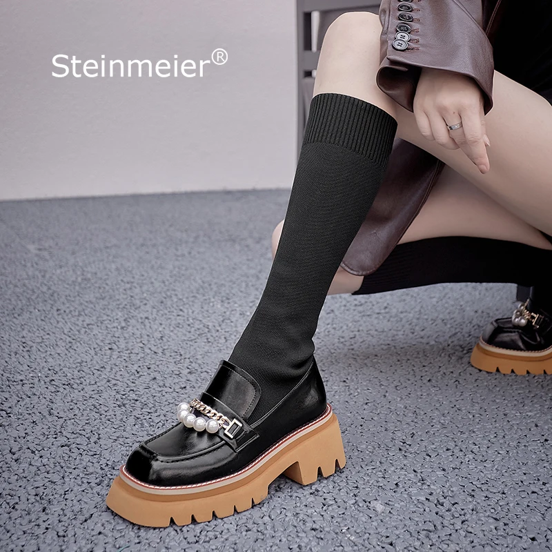 Winter Long Boots Women Genuine Leather High ladies Round Toe Pearl Boots Slip On Elastic Band Shoes 2021 Woman High Heel Boots
Winter Long Boots Women Genuine Leather High ladies Round Toe Pearl Boots Slip On Elastic Band Shoes 2021 Woman High Heel Boots