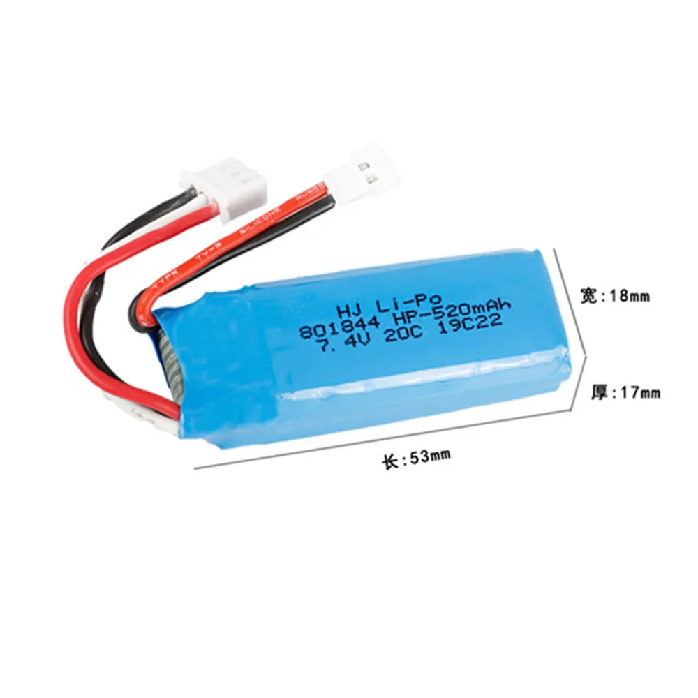 2S 7.4v 520mAh 20c lipo battery For WLtoys K969 K979 K989 K999 P929 P939 RC Car Parts 801844 Battery for XKA600 Airplane | Электроника
