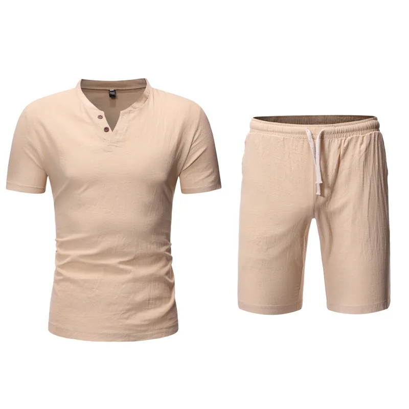 Mens Shirts Elastic Waist Drawstring Button Collar Solid Color Short-Sleeved Shorts Beach Pants Suit For Casual Beach Clothing
Mens Shirts Elastic Waist Drawstring Button Collar Solid Color Short-Sleeved Shorts Beach Pants Suit For Casual Beach Clothing