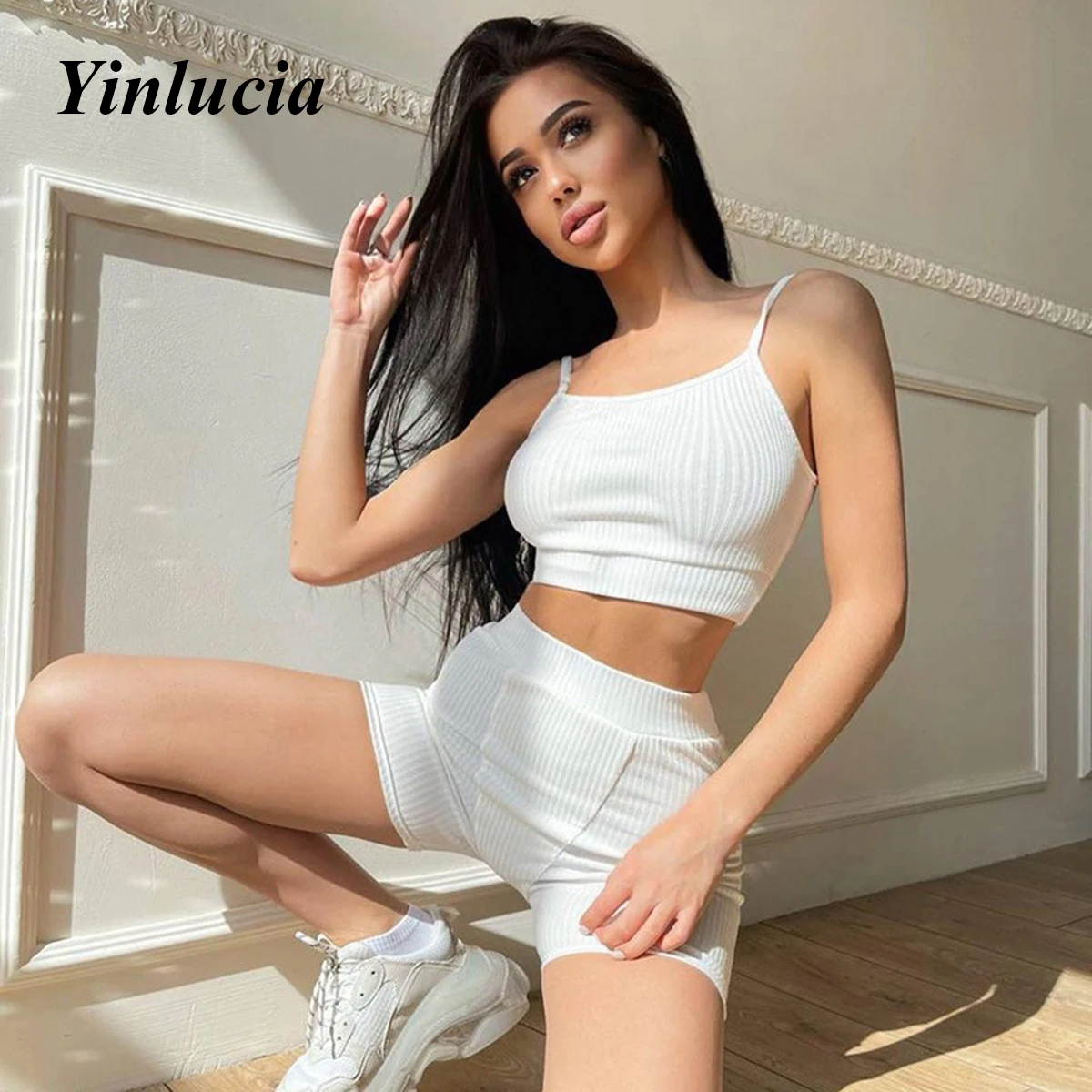 2021 New Two Piece Set Vertical Thread Sexy Navel Camisole Shorts Sets Slim Elastic Breathable Summer Womens Outfits Classic
2021 New Two Piece Set Vertical Thread Sexy Navel Camisole Shorts Sets Slim Elastic Breathable Summer Womens Outfits Classic