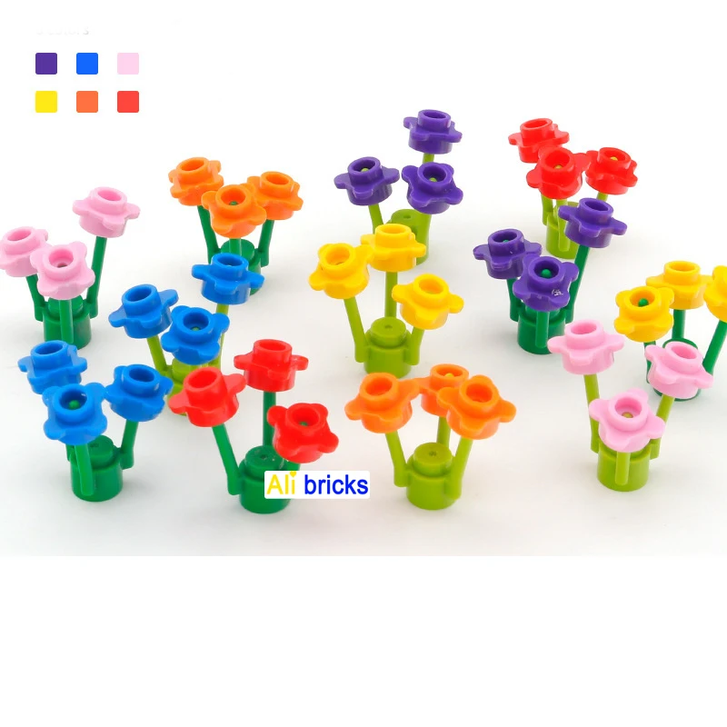 

50 Suit Blocks Building Bricks Flowers and grass Educational Assemblage Construction Toy for Children Size Compatible With Brand