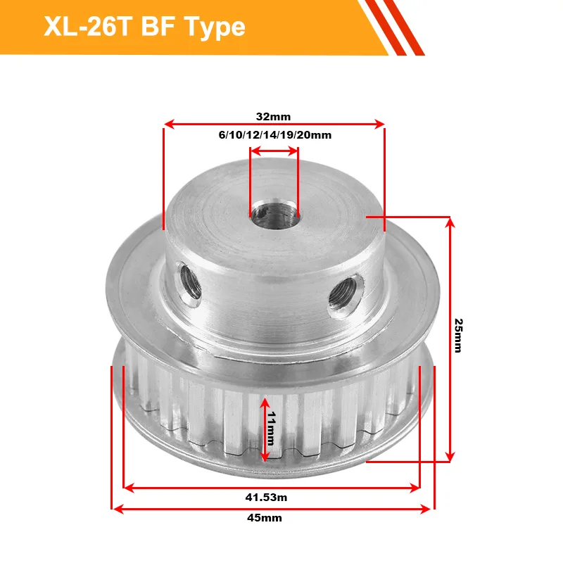 XL 26T, 11 , , XL , 6/10/12/14/19/20
XL 26T, 11 , , XL , 6/10/12/14/19/20