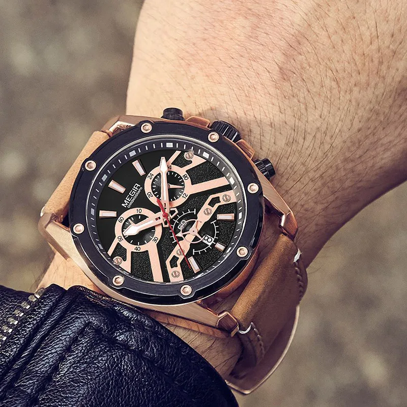 

BAOGELA Quartz Watches Men 24 Hours Chronograph Wristwatch Man Top Brand Luxury Relogios Masculinos Clock Leather Watch 2120