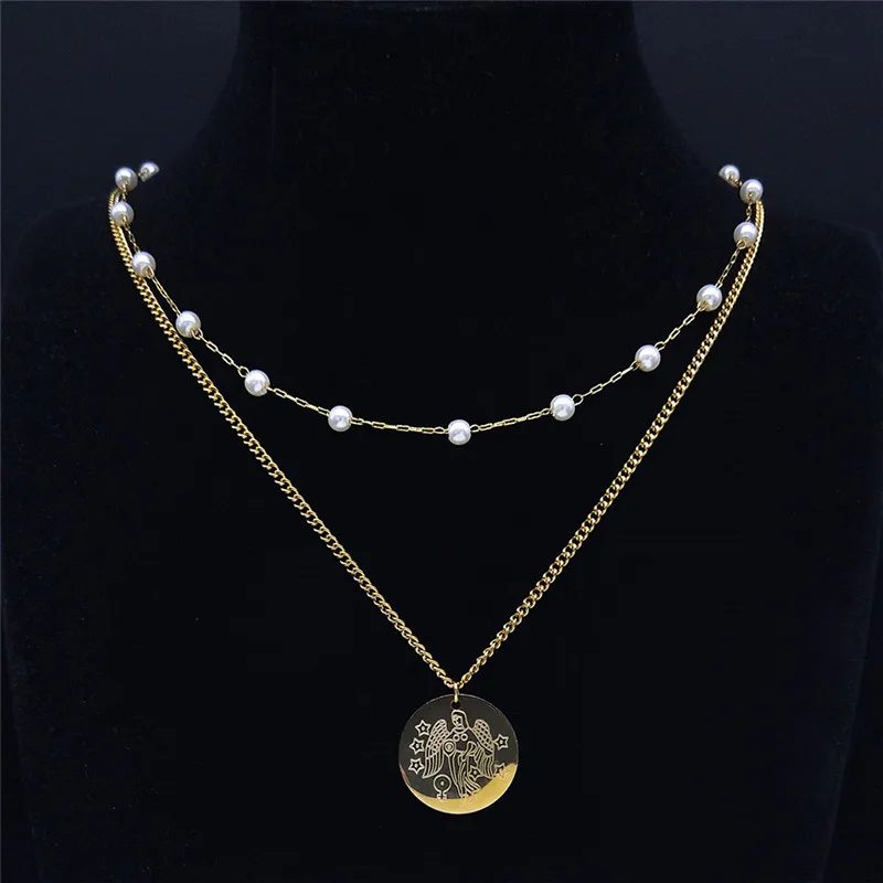 2pcs 12 Constellations Astrology Stainless Steel Virgo Charm Necklace Gold Color Imitation Pearl Necklace Jewelry joyas N9206S04
2pcs 12 Constellations Astrology Stainless Steel Virgo Charm Necklace Gold Color Imitation Pearl Necklace Jewelry joyas N9206S04