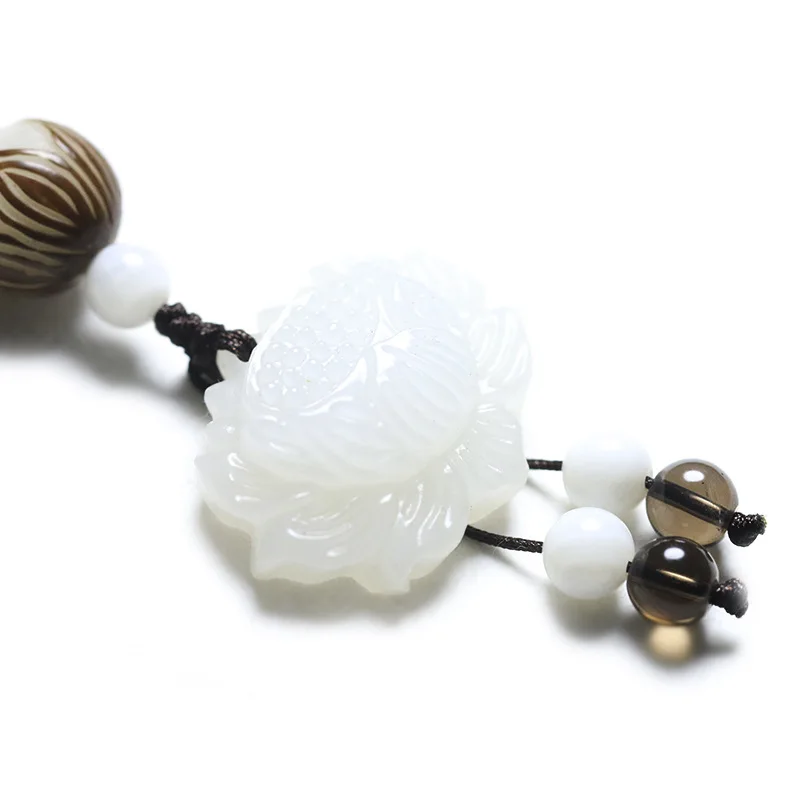 original hand-woven natural white jade stone carving Lotus Bodhi mobile phone chain U disk ornaments lanyard gift unisex lanyard
original hand-woven natural white jade stone carving Lotus Bodhi mobile phone chain U disk ornaments lanyard gift unisex lanyard