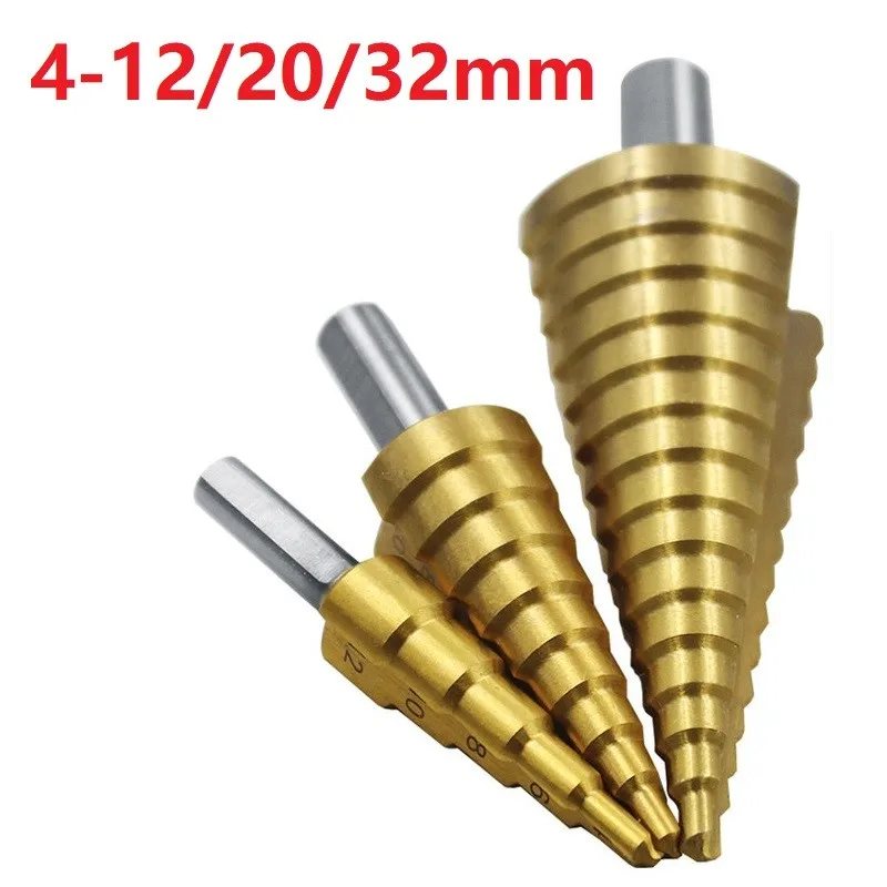 3Pcs 4-12mm 4-20mm 4-32mm Titanium Coated HSS Step Drill Bit Straight Groove Step Core Drilling Tool For Wood Metal
3Pcs 4-12mm 4-20mm 4-32mm Titanium Coated HSS Step Drill Bit Straight Groove Step Core Drilling Tool For Wood Metal