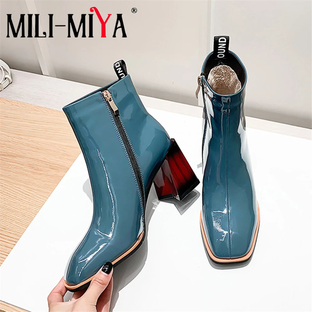 MILI-MIYA High Quality Cow Leather Women Ankle Boots Square Toe Zipper Thick Heels Fashion Street Shoes Plus Size 34-42 Handmade
MILI-MIYA High Quality Cow Leather Women Ankle Boots Square Toe Zipper Thick Heels Fashion Street Shoes Plus Size 34-42 Handmade