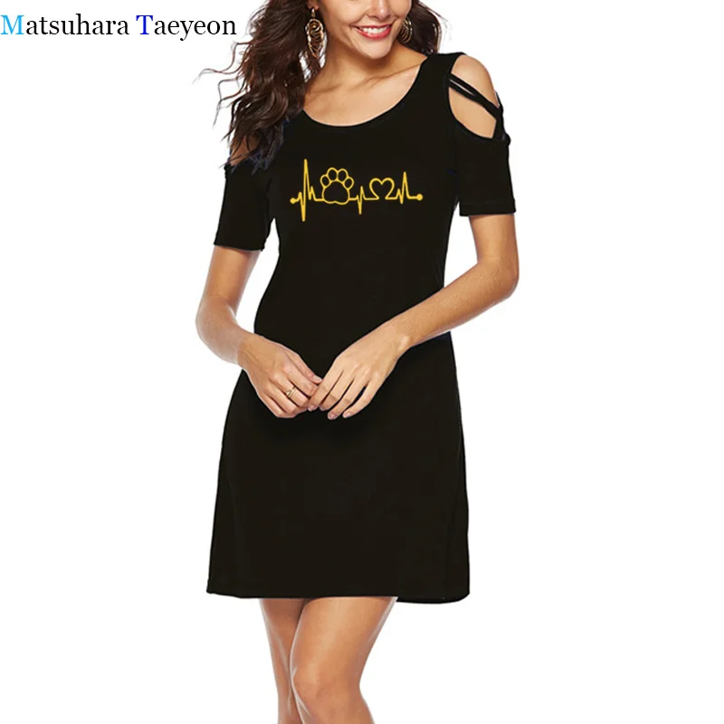 Paw Heartbeat Dress Woman Dog Paw Printed O-Neck Off Shoulder Short Skirt Girl Younger Love Casual Women's Dresses
Paw Heartbeat Dress Woman Dog Paw Printed O-Neck Off Shoulder Short Skirt Girl Younger Love Casual Women's Dresses