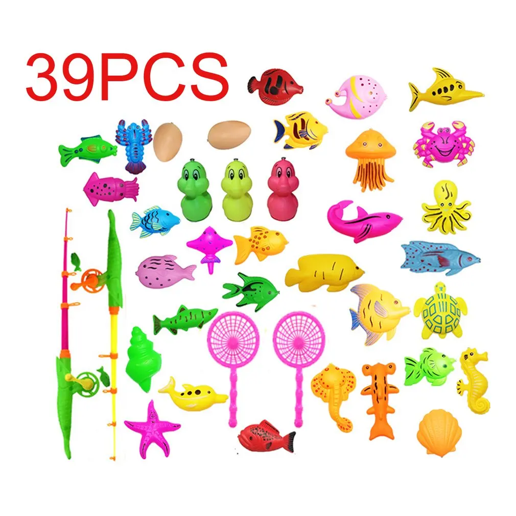39Pcs Set Plastic Magnetic Fishing Toys Baby Bath Toy Fishing Game 1 poor 2 Poles 2 Nets 35 Magnet Indoor Outdoor Fishing Toy
39Pcs Set Plastic Magnetic Fishing Toys Baby Bath Toy Fishing Game 1 poor 2 Poles 2 Nets 35 Magnet Indoor Outdoor Fishing Toy