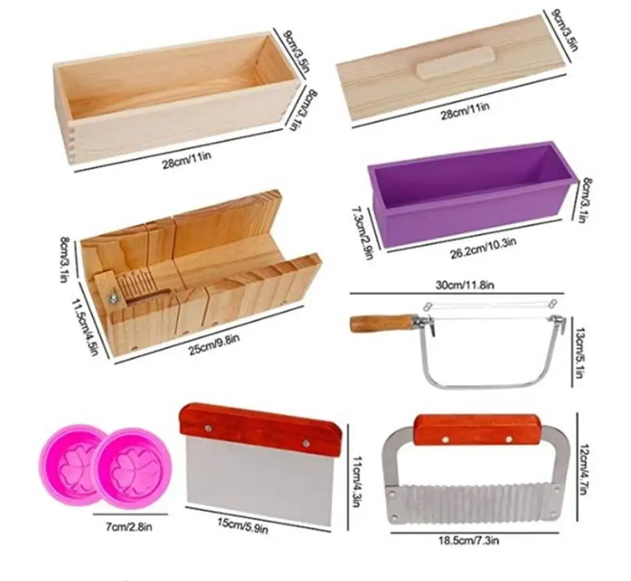 Full Set of Molds for 1200ML Silicone Soap Mold Large Rectangle Firm Silicone Making Toast Mould with Wooden Box Cutter 
Full Set of Molds for 1200ML Silicone Soap Mold Large Rectangle Firm Silicone Making Toast Mould with Wooden Box Cutter