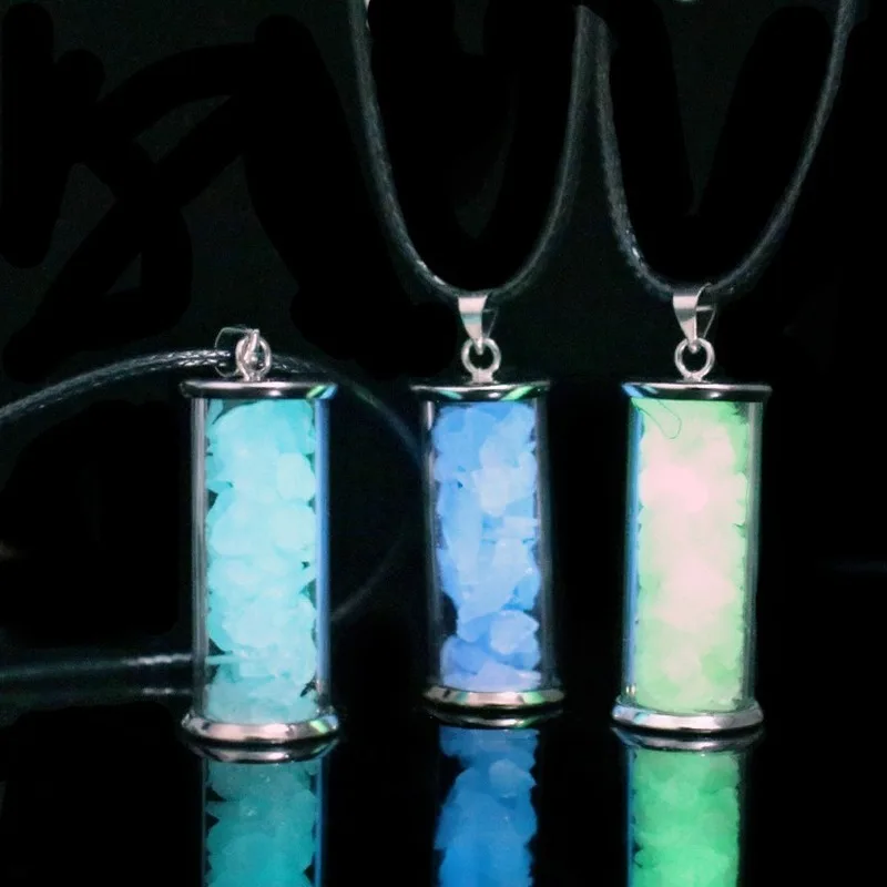 Флуоресцентная Фотолюминесцентная стеклянная дрифтовая бутылка ожерелье
