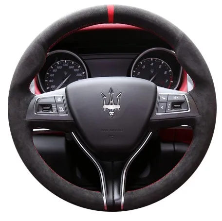DIY suede hand-sewn car steering wheel cover for Maserati Ghibli Quattroporte Levante
DIY suede hand-sewn car steering wheel cover for Maserati Ghibli Quattroporte Levante