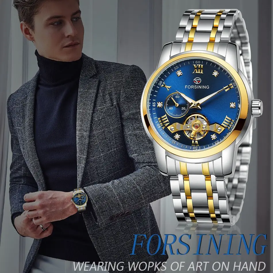 Часы наручные FORSINING Мужские автоматические, роскошные спортивные механические полностью стальные, с турбийоном, модные синие
Часы наручные FORSINING Мужские автоматические, роскошные спортивные механические полностью стальные, с турбийоном, модные синие