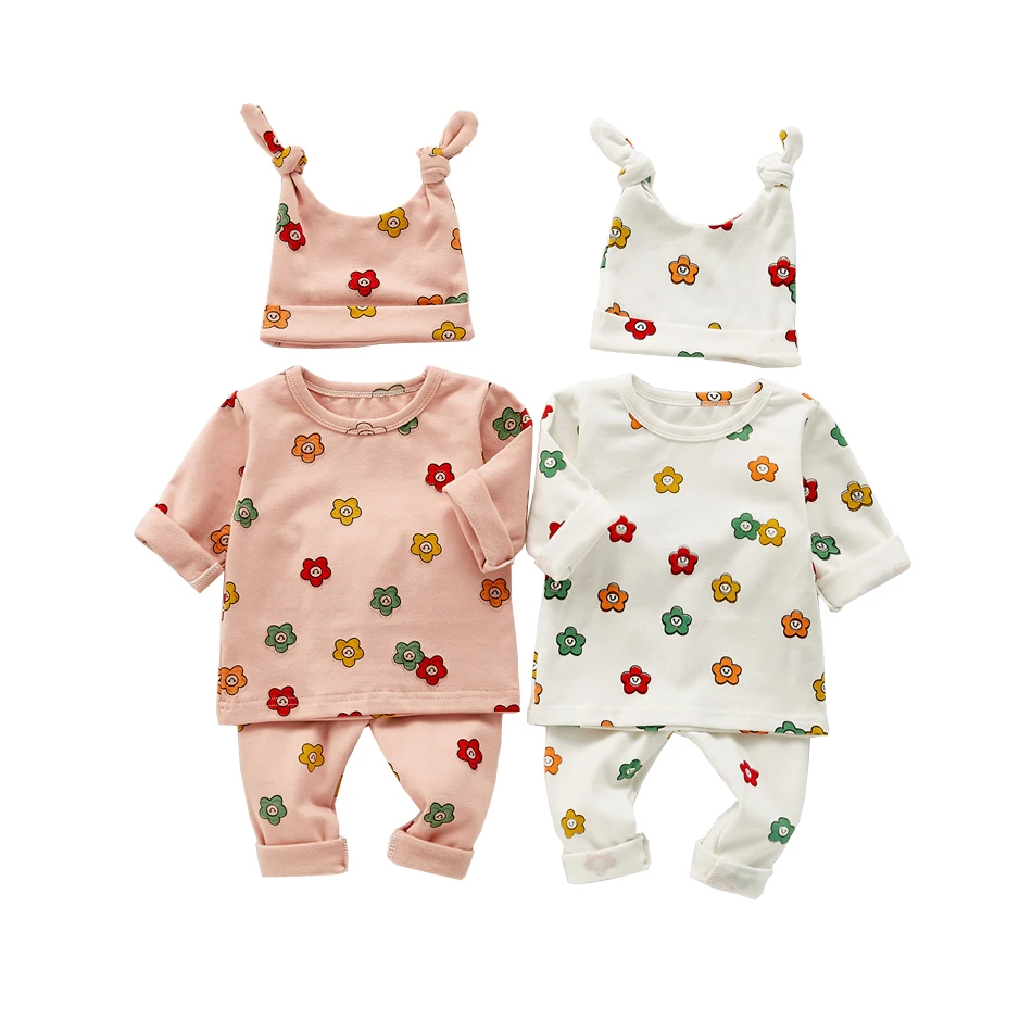 Baby Kids Pajamas Sets Cotton Long Sleeved Tshirt + Pant + Hat 3pcs Floral Girls Clothing Set Sleepwear Pyjama Trousers Suit
Baby Kids Pajamas Sets Cotton Long Sleeved Tshirt + Pant + Hat 3pcs Floral Girls Clothing Set Sleepwear Pyjama Trousers Suit