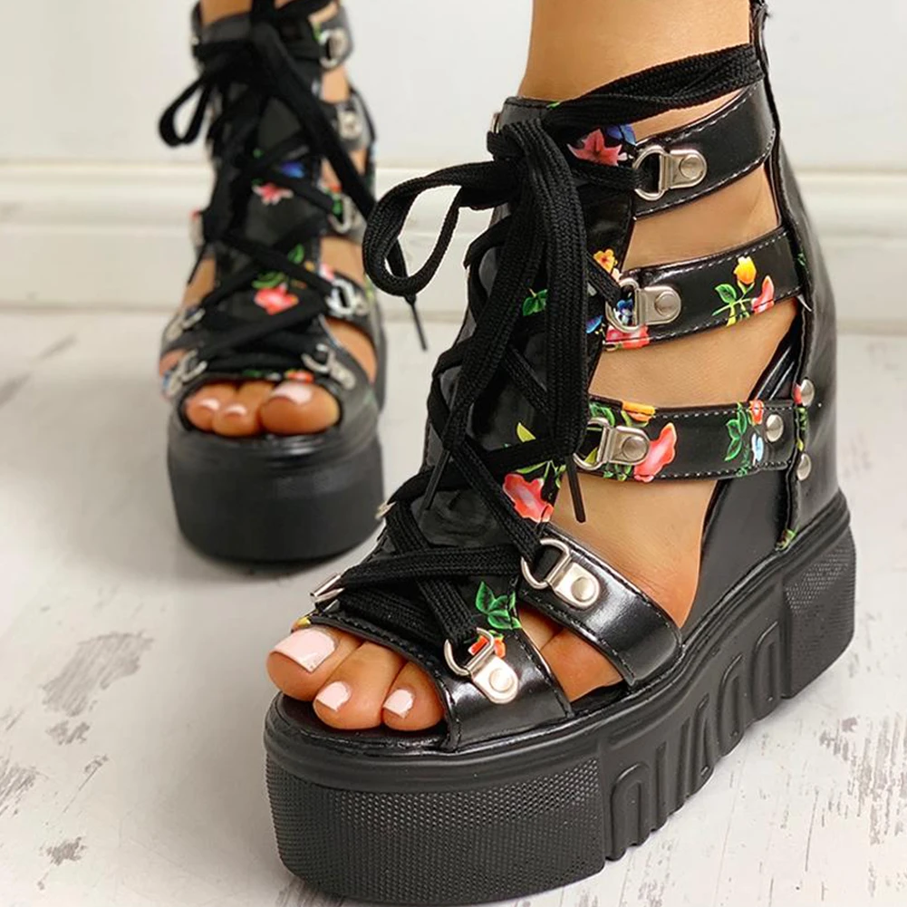SaraIris Lace Up Zipper Platform Sandals Women Wedges Floral Casual Fashion Punk Sandals Ladies Shoes
SaraIris Lace Up Zipper Platform Sandals Women Wedges Floral Casual Fashion Punk Sandals Ladies Shoes