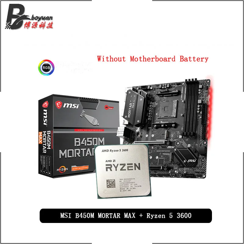Материнская плата AMD Ryzen 5 3600/R5 3600 + MSI B450M без кулера|Материнские платы| |