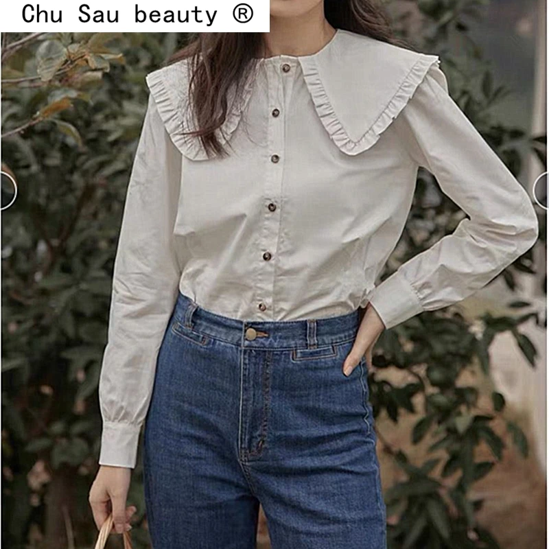 2021 New Spring Vintage French Style Fashion Doll Collar Blouse Women Casual Chic Single-breasted Shirt Female Top
2021 New Spring Vintage French Style Fashion Doll Collar Blouse Women Casual Chic Single-breasted Shirt Female Top