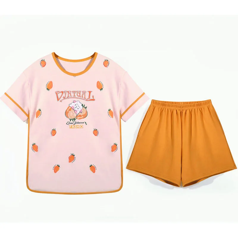 Pliktea Summer Pajamas Set and Women's Home Wear Pure Cotton Short Sleeved Home Suits Summer SleepWear Loose Atoff Clothes
Pliktea Summer Pajamas Set and Women's Home Wear Pure Cotton Short Sleeved Home Suits Summer SleepWear Loose Atoff Clothes