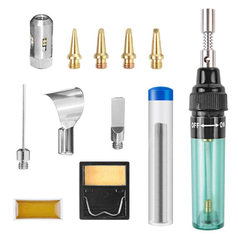 12 in 1 Cordless Torch Soldering Kit Butane Gas Electric Welding Pen Tool MT-100 
12 in 1 Cordless Torch Soldering Kit Butane Gas Electric Welding Pen Tool MT-100