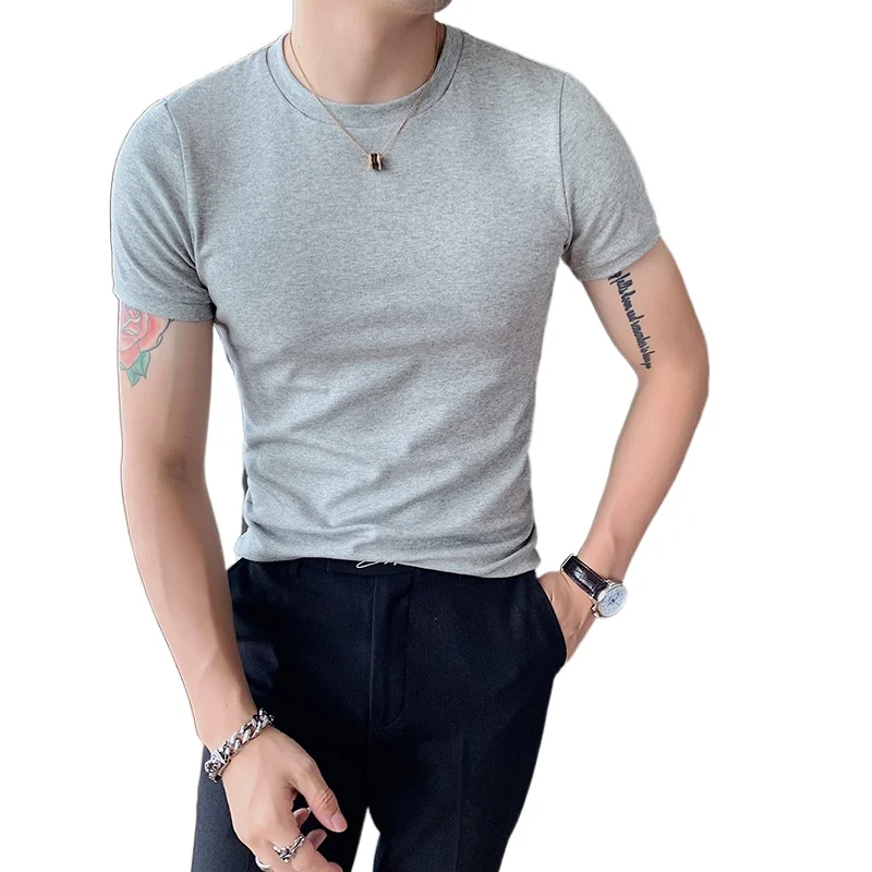 Men's Short T-shirt 2021 Summer New Solid Color Slim Bottoming Shirt High Quality Fashion Men's Clothing Short-sleeved T-shirt
Men's Short T-shirt 2021 Summer New Solid Color Slim Bottoming Shirt High Quality Fashion Men's Clothing Short-sleeved T-shirt