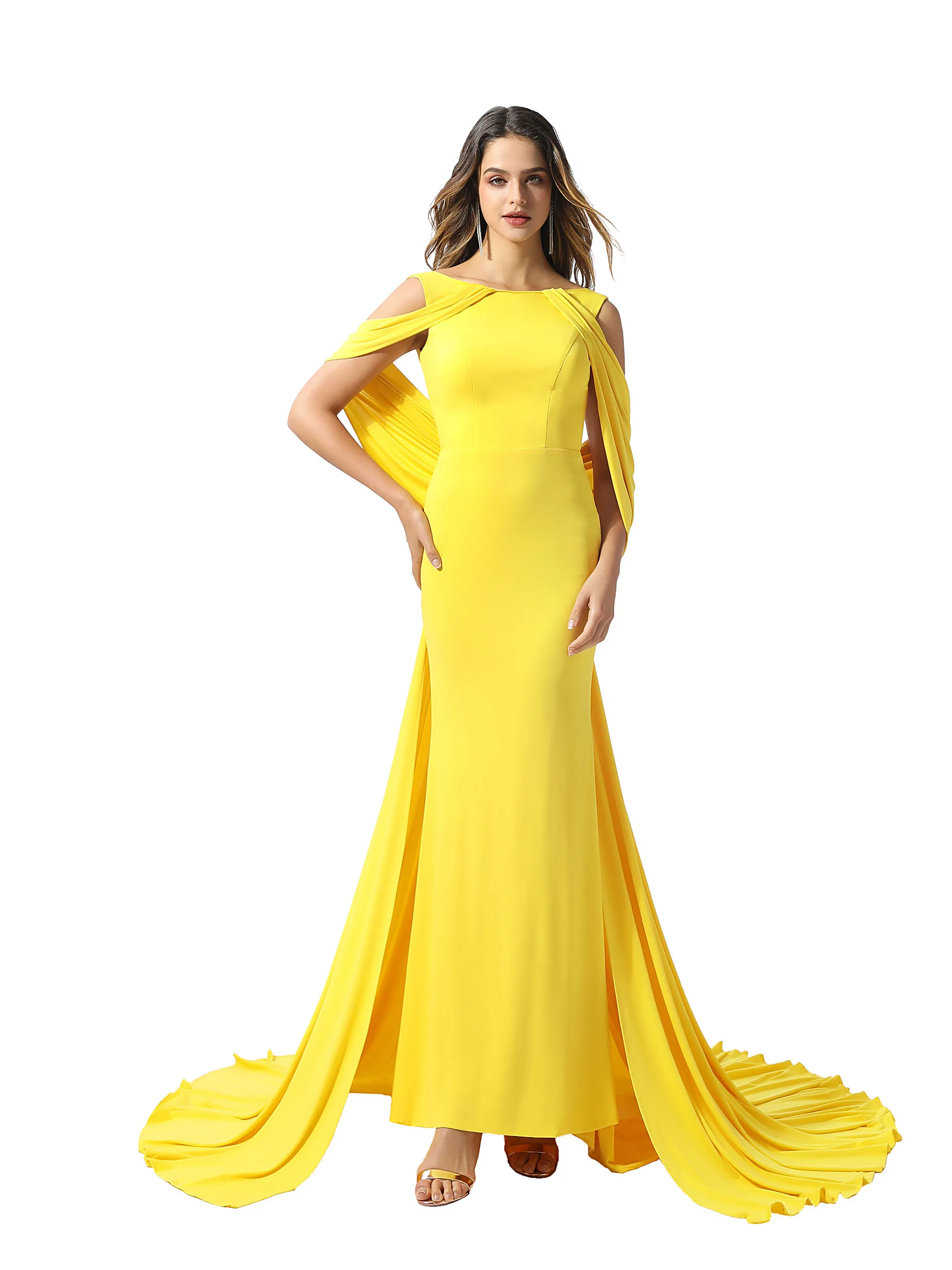 Tanpell Simple Bright Yellow Evening Dress Spandex Sleeveless Draped Backless Floor-Length Women Party Custom Evening Dress 2020
Tanpell Simple Bright Yellow Evening Dress Spandex Sleeveless Draped Backless Floor-Length Women Party Custom Evening Dress 2020