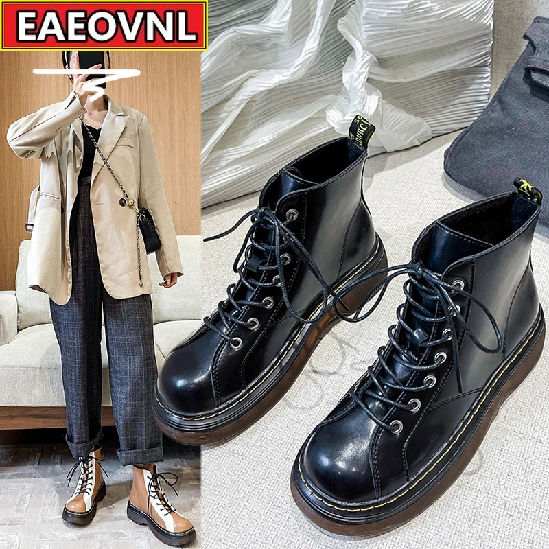 Women's Boots Fall 2021 Round Toe Matching Color British Style Martin Lace-up Versatile Platform Low Heel Short Boots for Women
Women's Boots Fall 2021 Round Toe Matching Color British Style Martin Lace-up Versatile Platform Low Heel Short Boots for Women