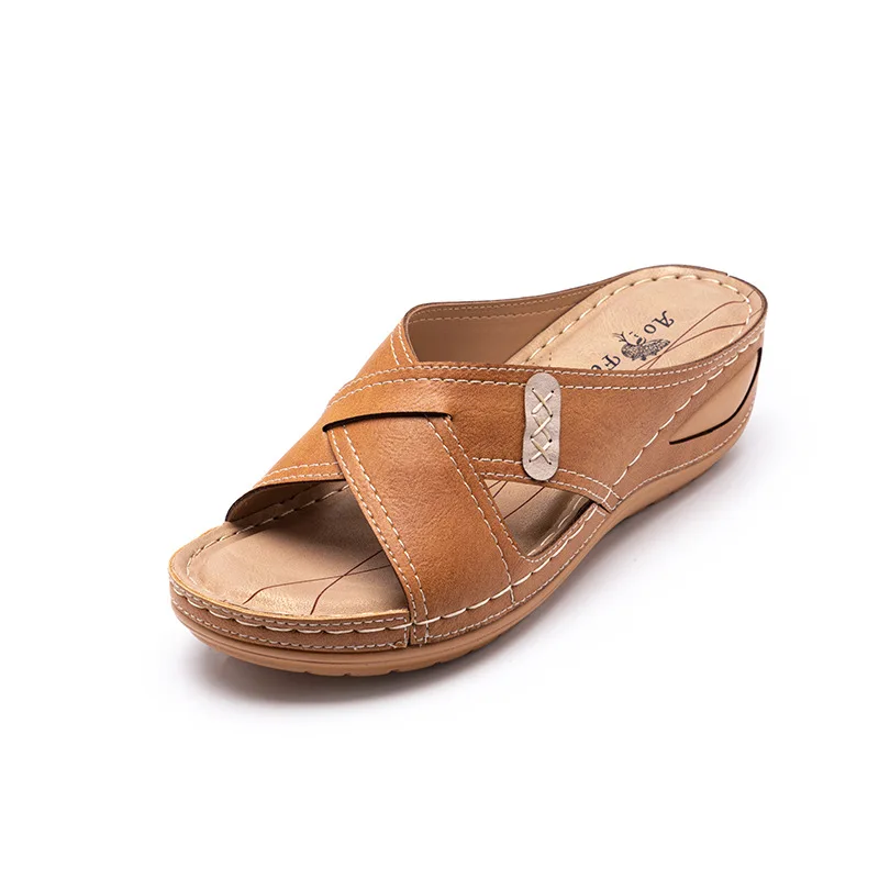 Med Female Shoes Big Size Slippers Women Summer On A Wedge Slides 2021 Retro Sewing Fabric PU Basic Med Slippers Women Summer Sh 
Med Female Shoes Big Size Slippers Women Summer On A Wedge Slides 2021 Retro Sewing Fabric PU Basic Med Slippers Women Summer Sh