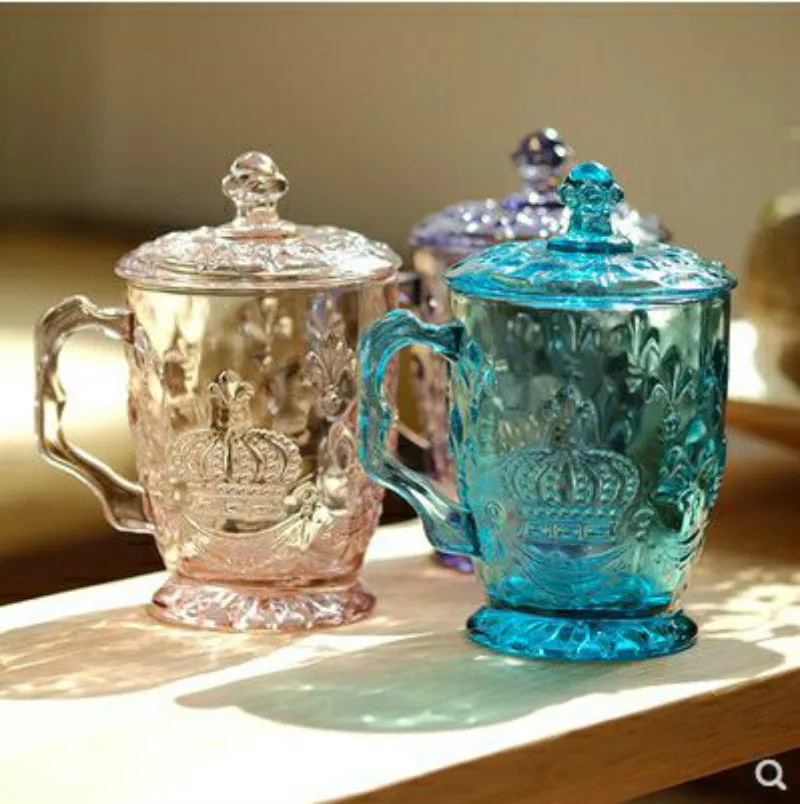 350ML Glass Mugs Beautiful Blue Purple European Retro Relief Milk Tea Glass Cup Coffee Mugs With Lid Mother's Day Gift
350ML Glass Mugs Beautiful Blue Purple European Retro Relief Milk Tea Glass Cup Coffee Mugs With Lid Mother's Day Gift