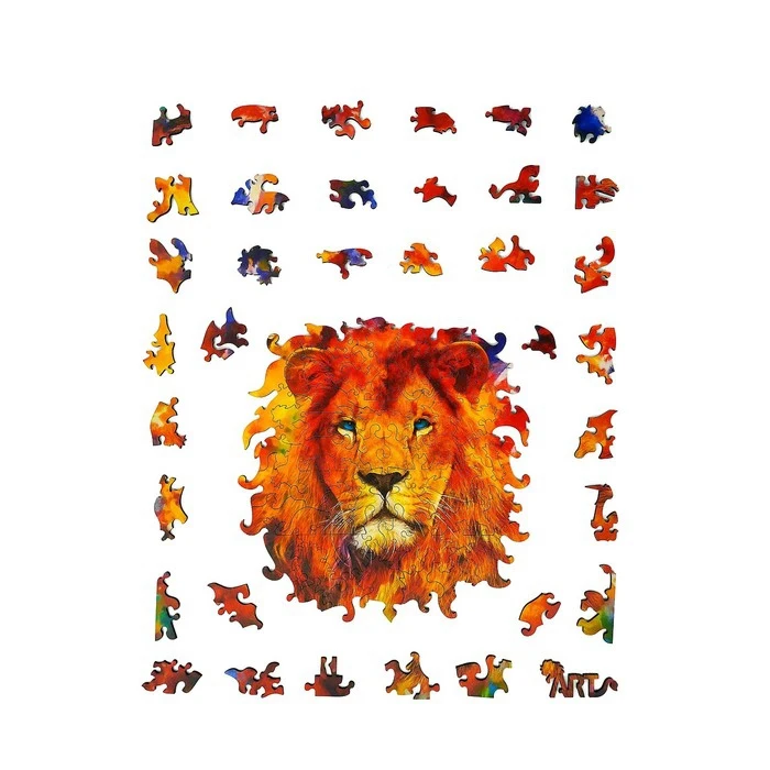 Фигурный деревянный пазл ANIMAL ART Лев 112 деталей | Игрушки и хобби
