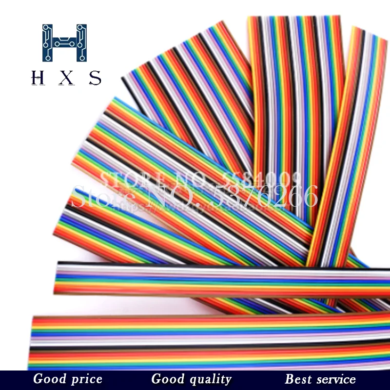 

1Meter 6P/8P/10P/12P/14P/16P/34P/40P/60P 1.27mm PITCH Color Flat Ribbon Cable Rainbow DuPont Wire for FC 1.27 Dupont Connector