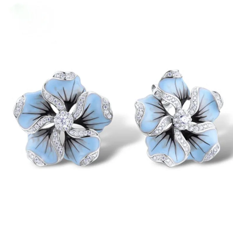 Fashion Blue Flower Floral Shape Earrings with White Crystal Rhinestone Zircon Stud Earrings for Women Girl Stylish Jewelry
Fashion Blue Flower Floral Shape Earrings with White Crystal Rhinestone Zircon Stud Earrings for Women Girl Stylish Jewelry