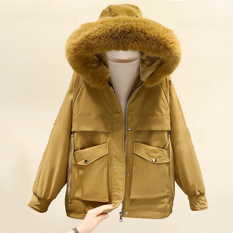 KBAT 2022 Winter Warm Parkas Female Casual Drawstring Collect Waist Overcoat Women Cotton Padded Big Fur Hooded Pocket Coat
KBAT 2022 Winter Warm Parkas Female Casual Drawstring Collect Waist Overcoat Women Cotton Padded Big Fur Hooded Pocket Coat